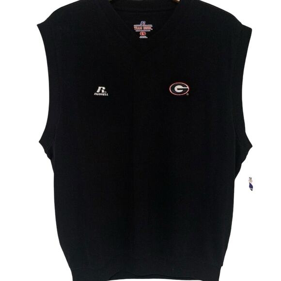 GA Bulldogs Vest SEC Russell Athletic Logo Knit College Preppy Size Large NWT - Picture 1 of 7
